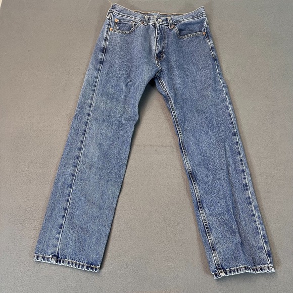 Levis 505 Jeans Mens 31x30 Light Blue Straight Cotton Light Wash Denim Workwear - Picture 1 of 9